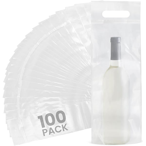 Wine Bottle Doggy Bags - 100 Pack, Tamper Proof Sealable Travel Bags For Restaurants