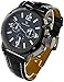 YouYouPifa Business Style Black Band Watch Leather Strap Men's Quartz Wrist Watch (White/Black Dial)