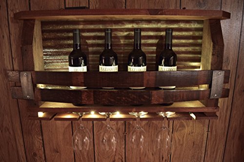 Lighted - Barn wood wine rack