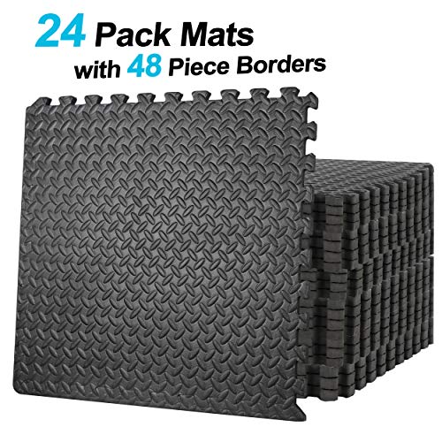 ZENY Exercise Mat with EVA Foam Interlocking Tiles and Edge Pieces Extra Think 3/4'' for Exercise, M