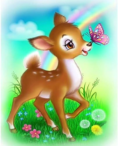 Yeefant Deer Embroidery Paintings No Fading 5D Canvas Rhinestone Pasted DIY Diamond Cross Stitch Home Wall Decor for Bedroom Living Room,Forest Ranch,10x12 Inch