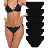 ANLIQI String Bikini Underwear for Women Soft Stretch Modal Bikini Panties High Cut Stretch Ladies Hipster Panty S-3XL