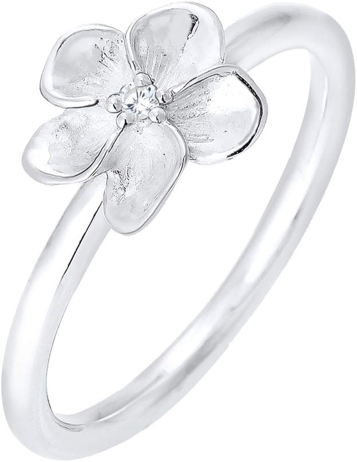 Elli Women's Ring Frangipani Flower with Zirconia Crystals in 925