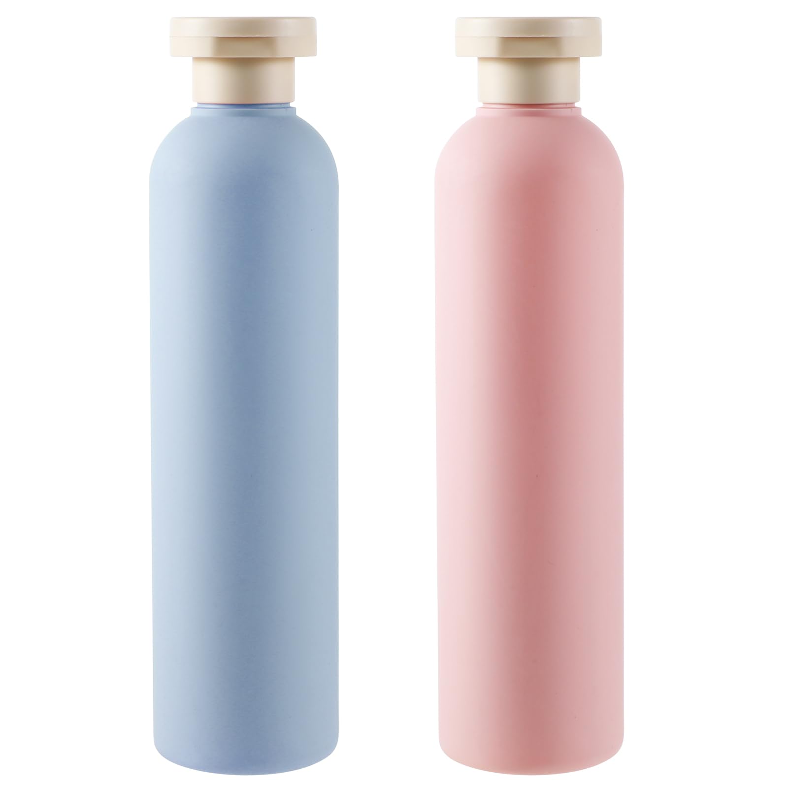 Molain 2-Pack Squeeze Bottles, 260ml Plastic Refillable Travel Containers with Flip Cap - Leak Proof for Shampoo, Creams, Lotion, Conditioner (Blue + Pink)