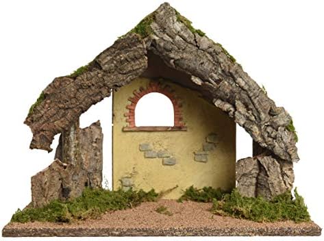 Kaemink Tabletop Christmas Stable Backdrop Scene with Moss and Bark for Nativity Figures - 30cm
