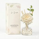 La Sente White Jasmine Reed Diffuser Set, 8.5 fl. oz / 250ml | Long Lasting, Flameless, Decorative Flower &amp; Natural Reeds, For Bathroom, Bedroom, Office