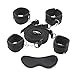 Nomisex Bed Restraint Kit with Hand Cuffs and Ankle Cuffs Sexul BDSMS Spreader Bedroom Bondage Restraint System Set with Velcro Adjustable for Sex Play Includes Mask Black