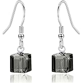Austrian Crystal Cube Drop Dangle Earrings for Women Fashion 14K Gold Plated Hypoallergenic Jewelry