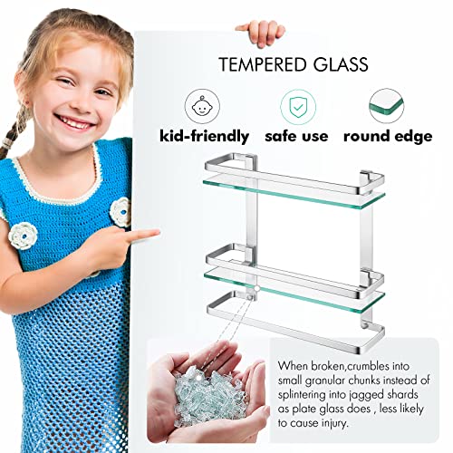 KES Bathroom Tempered Glass Shelf 2 Tier Storage Glass Shelf