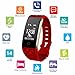 Fitness Tracker, Toprime Waterproof Activity Heart Rate Tracker Sleep Monitor Pedometer Watch, Smart Sport Bracelet for Android and IOS, Red