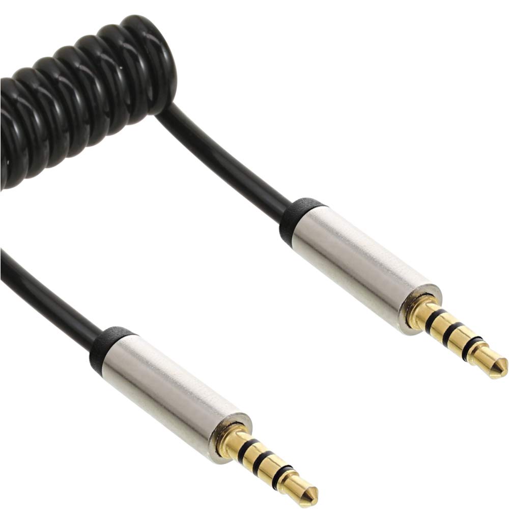 InLine 99271 Slim Audio Spiral Cable Jack 3.5 mm ST/ST, 4-Pin Stereo, 1 m