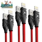 Aimus Phone Charger Cable, 3 Pack 4FT+4FT+6FT Cotton Braided Data Cable Line with LED Light USB Charger Cable Gaming Charging Cable Cord Compatible with iPhone X/8/7/7 Plus/6/6s/5/, iPad and iPod- Red