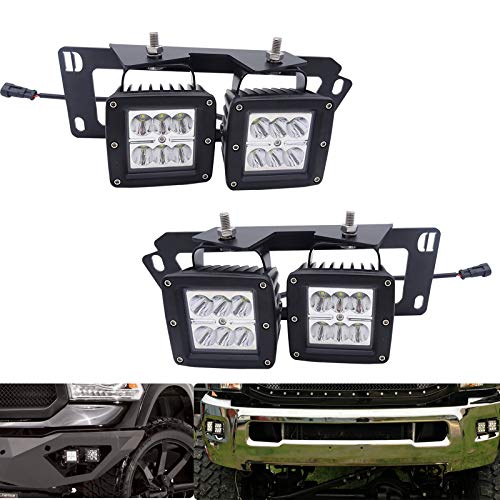 4x 3 Inch 18W Dually LED Fog Light Pods with Quick-Detach Wiring Plug and Fog Lamp Location Mounting Bracket Fits for Dodge 2010-2019 Ram 2500 3500, 2009-2012 Ram 1500 - Thumbnail 7