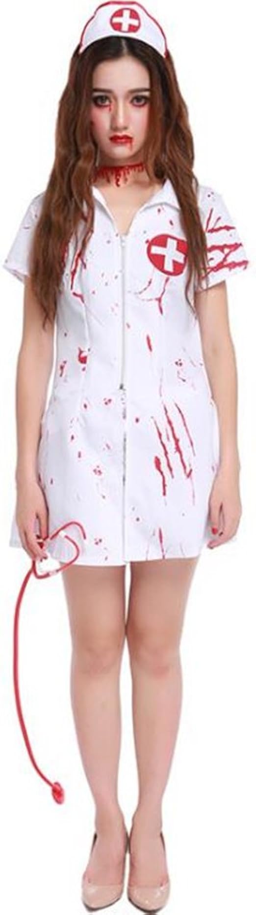 Halloween Scary Nurse Costume Women Deluxe Bloody Ghost