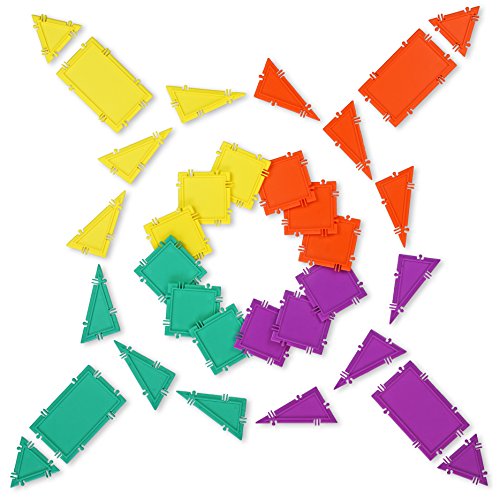 Geometiles 3D Building Set for Learning Math, Includes Online Activity Books,32-pc, Made in USA (Triangle/Rectangle/Square)