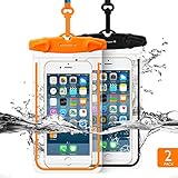 Universal Waterproof Case, FITFORT Waterproof Phone Pouch Dry Bag for iPhone X 8 7 6S Plus Galaxy S8 S7 Edge Note 5 4 HTC LG Sony Up to 5.5 Inches (Black+Orange) - 2 Pack