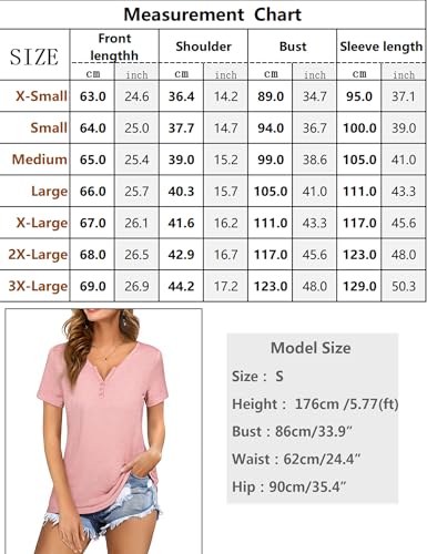 Totatuit Women's Summer Short Sleeve V-Neck Solid Top Elegant Top with Buttons Details for Simple and Refined Style