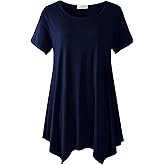 LARACE Short Sleeve Shirts for Womens Plus Size Tops Casual Summer Clothes Asymmetrical Tunic Blouses