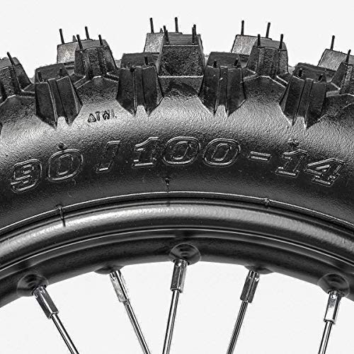 TDPRO Front 70/100-17 + Rear 90/100-14 Wheels Tires For Dirt Pit Bikes | 2.75x17 & 3.5-14 Tires and Rims Inner tubes with 15mm Bearings Motocross Off Road
