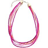 Fuqimanman2020 Boho Multilayer Bead Choker Necklace for Women Bohemian Colorful Rice Beads Stackable Necklace Vacation Jewelry Gift