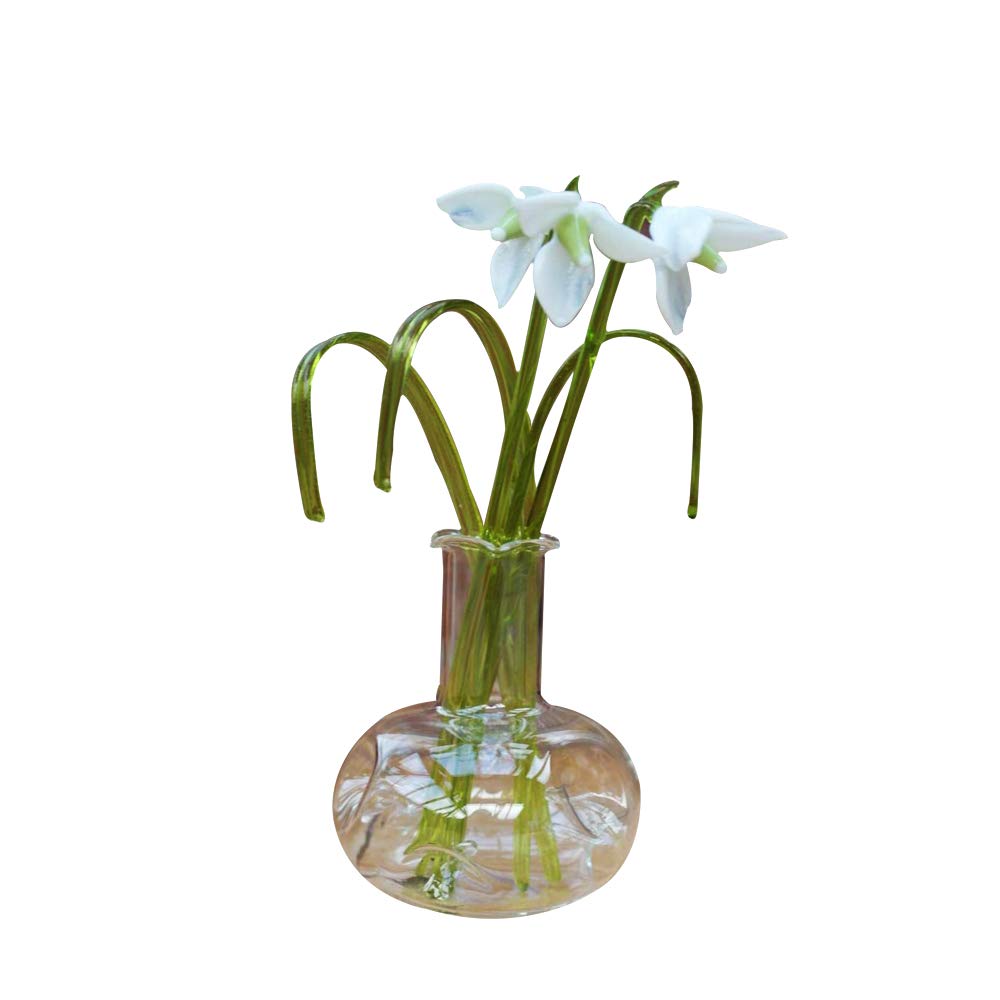 Artificial Flowers (Daffodils, Poppies, etc) in a Glass Vase Ornament | A Beautiful Home Decor and Gift for Special Occasions Including Mother’s Day, Birthday and Christmas, etc (Snowdrop)