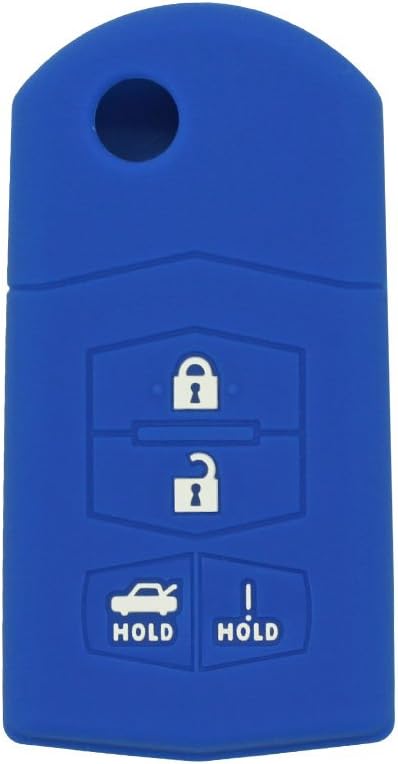 BROVACS Silicone Cover Protector Case Holder Skin Jacket Compatible with MAZDA 4 Button Flip Remote Key Fob CV2534 Deep Blue