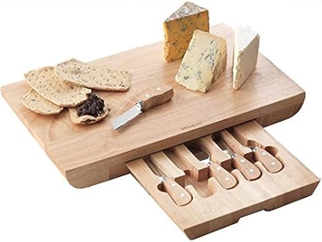 Deluxe Rectangular Wooden Cheese Board With Integrated Drawer And