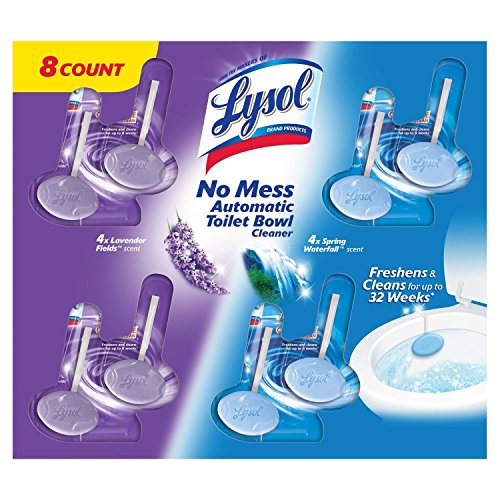 Lysol No Mess Toilet Bowl Cleaner, 4 Count Lavender Fields Scent and 4
