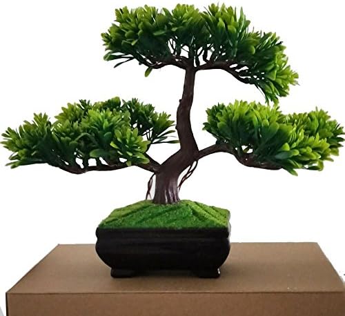 Artificial Bonsai Cedar, home decoration, (5 colors, highest quality), 8 "/ 20 cm , green