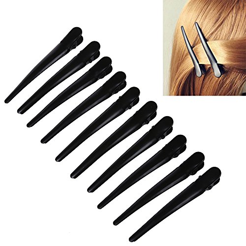 Metal Hair Clips, 10 Pcs Black Alligator Hair Pin Hair Accessories Hair Clip Extension Holder Barrette, Length 3 Inch Duck Hairpin Straight Teeth Styling Barrettes for Girls Women Thick Hair
