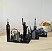 Leoyoubei Art Bookends,European American Architecture Landmark Theme Style Clip File Books Organizer,School Office or Gift, Non Slip Heavy Steel, Black 1 Pairs (New York Statue of Liberty)