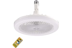 FRJINIE Enclosed Ceiling Fans with Lights and Remote, 10 Inch Mini Bladeless Ceiling Fan with Light, Family Summer Gift, for Kitchen/Bathroom/Garage/Pantry/Tool Room/Laundry Room (White)