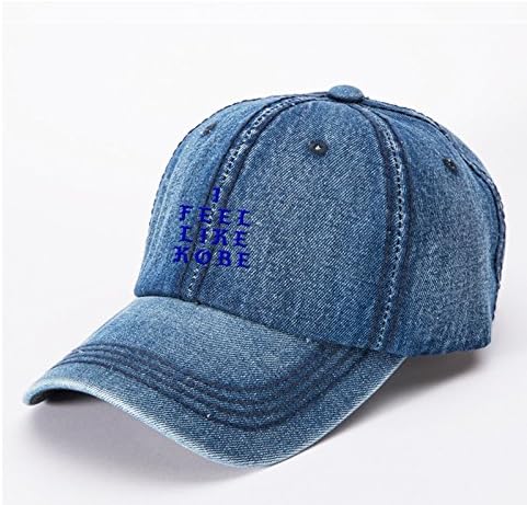 FeelHat I Feel Like Kobe Great Mamba Day Purple Hat Embroidery Adjustable Baseball Cap Hat Blue Washed Dyed