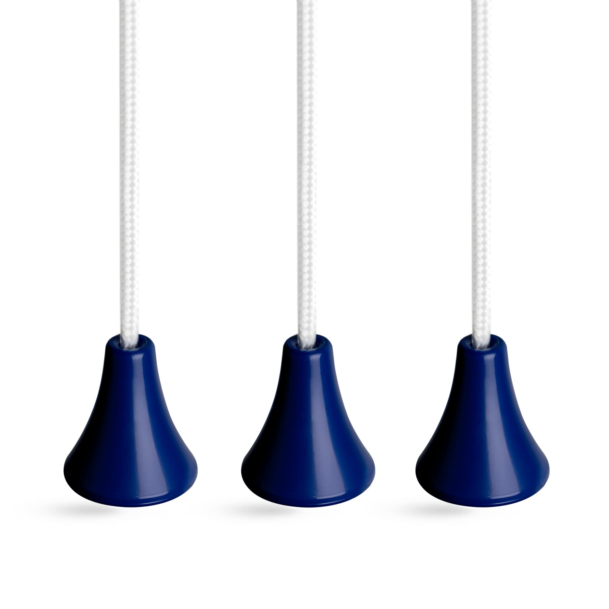 sleeklight Light Pull Cord and Handle. Choice of Navy Blue Handle Type with Ice White Cord. Package of Three. (Acorn)