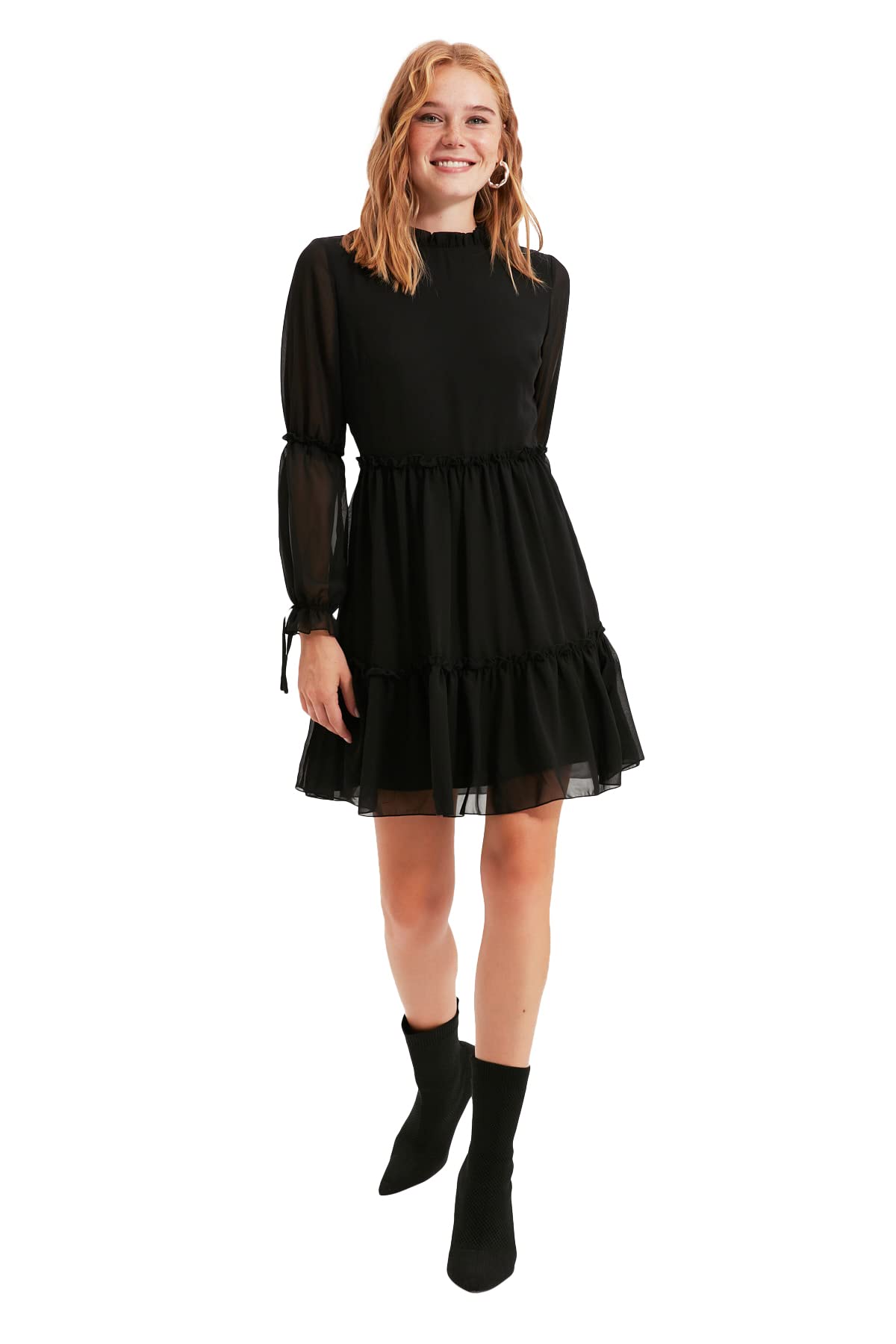 Trendyol Women Business Mini Skater Regular fit Woven Dress Schwarz