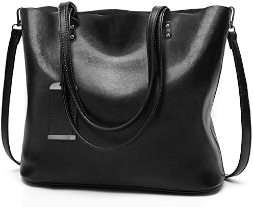 AMABAG Women Top Handle Purse Handbags Shoulder Bag Satchel Messenger Tote Bag, Black