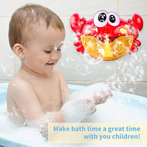 Refasy Bubble Blowers for Kids Ages 2-5,Musical Bath Toys for Kids Best Xmas Birthday Gifts Toys for Boys Girls Crab Shape Bubbles Tub Machine for Kids Ages 4-8 Bubble Maker Blower for Kids Red