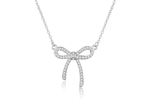 GIGB PBDK Silver Bow Necklaces for Women,Sparkly Rhinestone Bow Pendant Choker Necklace,Charm Gold Crystal Coquette Necklace,Cute Party Bow Jewelry Christmas Gifts