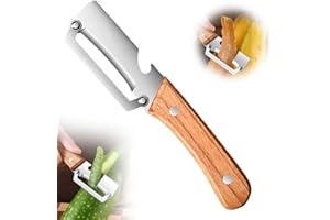 Multi-Functional Vegetable Peeler for Kitchen, Ultra-Sharp Stainless Steel Blade with Wooden Handle and Bottle Opener, for Ve