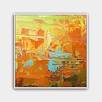 Framed Canvas Wall Art Abstract Color Painting Canvas Prints Home Artwork Decoration for Living Room,Bedroom - 16x16 inches
