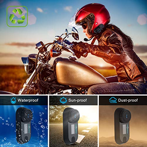 Helmet Bluetooth Intercom Kit Microphone Headphone Motorcycle Intercom Headset 800M Full-Duplex Intercom Support 3 Riders Connected, Cell Phone/Music/GPS (1 Unit with Hard Cable) - Thumbnail 5