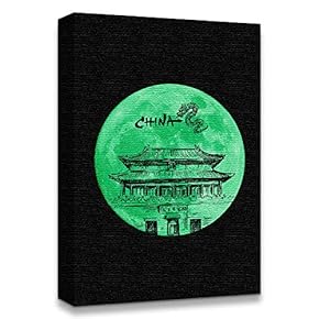 Canvas Wall Art Abstract Green Moon...