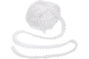 uxcell 8 Yards Pom Trim Ribbon, 0.4" Wide White Pom Ball Fringe Trim Sewing Fringe Fabric Ribbon for DIY Crafts Curtain Cloth