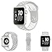 OULUOQI for Apple Watch Band 38mm, Soft Silicone Replacement Band for Watch Series 3, Series 2, Series 1, Sport , Edition, S/M Size ( Gray/White )
