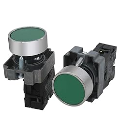 mxuteuk 2pcs 1 NO 22mm Green Momentary Push Button