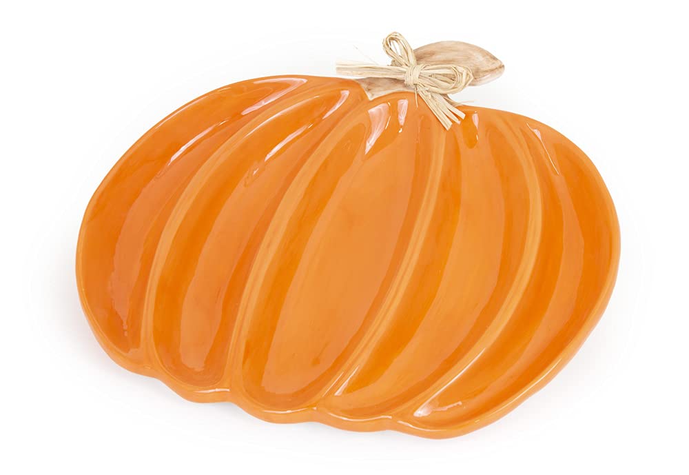 Boston International divided serving dish with pumpkin accent