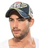 ililily Route 66 Wing Logo Patch Denim Mesh Back Snapback Hat Baseball Cap