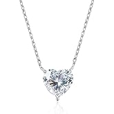 ZIGUAK Heart Moissanite Necklace For Women, 925 Sterling Silver 2CT Heart-Shaped Moissanite Pendant Necklace, Romantic Diamond-Like Jewelry for Valentine's Day, Anniversary & Gift