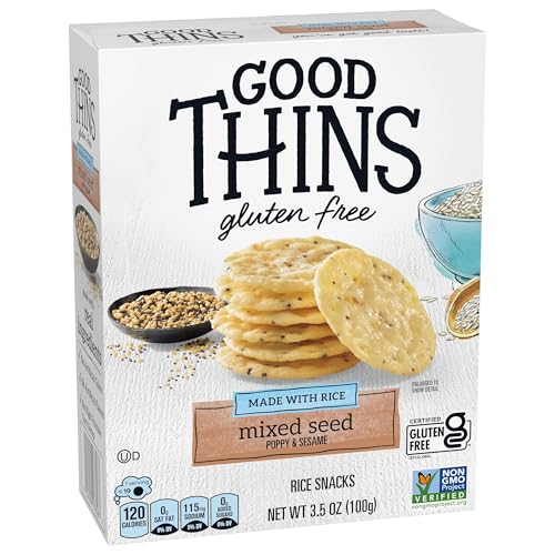 GOOD THINS MIXED SEED RICE SNACKS GLUTEN FREE CRACKERS, SNACK CRACKERS, 3.5 OZ
