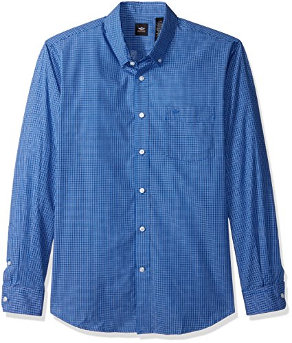 Dockers Men's No Wrinkle Long Sleeve Button-Front Shirt, Code Blue Check, Small